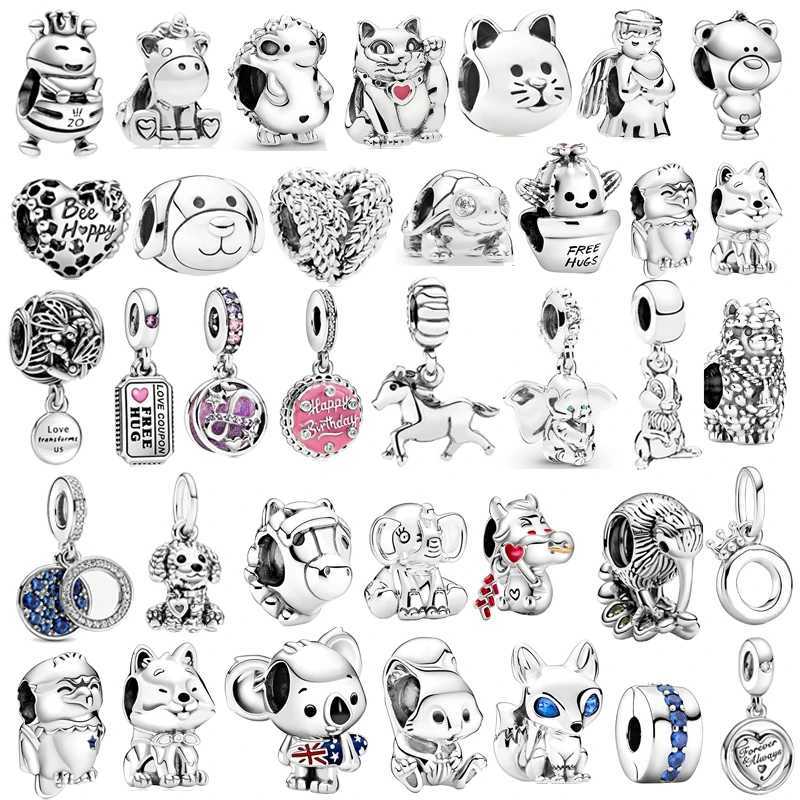 925 Sterling Silver Animal Owl Bear Horse Charms Simple Beads Dangle Safety Chain Fit Original Pantaro Jewelry For Women Gift XJ250607