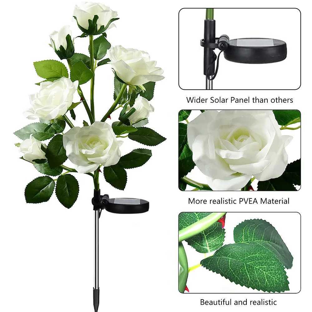 7 Head Solar LED Simulated Rose Lights Garden Lawn Lights Outdoor IP65 Waterproof Landscape Lights Yard Decoration Solar Lights W250607