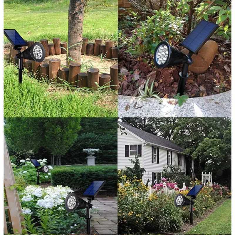 7 LED Solar Powered Wall Lamp Colored Solar Spotlights Outdoor Waterproof Lawn Garden Fence Landscape Decorative Lights XJ250606