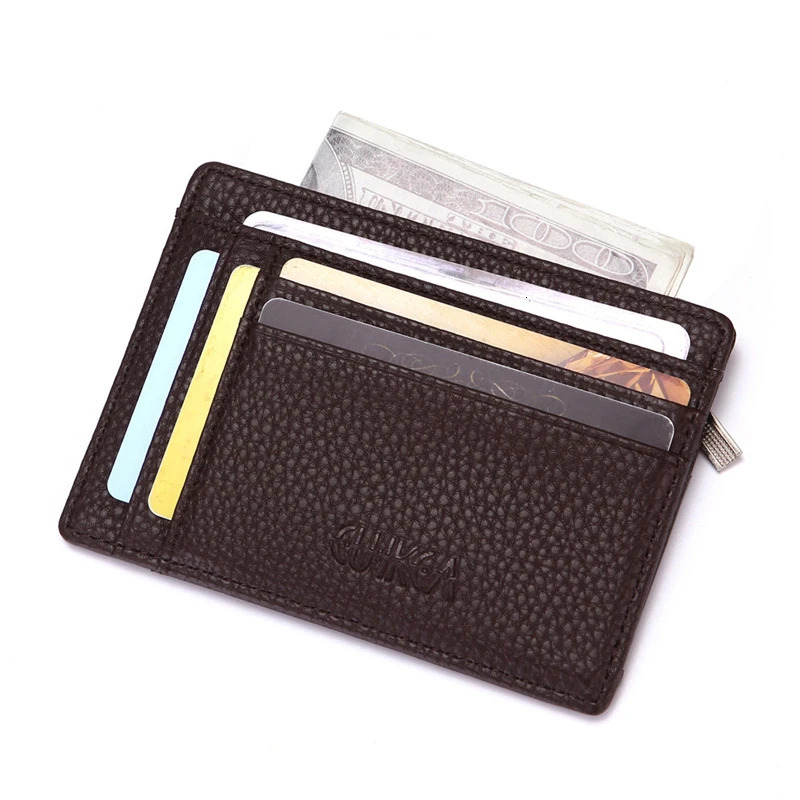 Mens Ultra-Thin ID Credit Card Holder Soft Wallet PU Leather Super Slim Coin Purse Business Card Case Protable Zipper Money Bag 250605