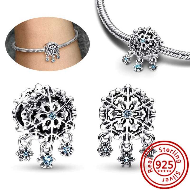 New Original 925 Sterling Silver Snowflake Flowers Heart P Prints Shiny Beads Fit Pantaro Charms Bracelet Jewelry Gift XJ250607