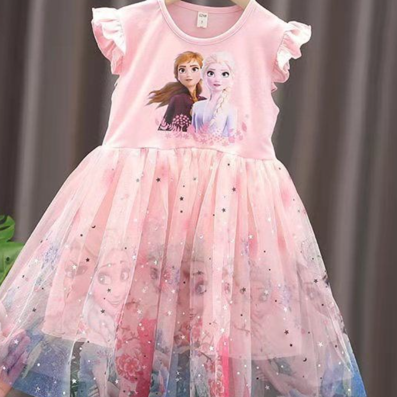 DISNEY baby designer clothes infant designer clothes Frozen Elsa princess Baby summer short-sleeved cotton dress for children little girls baby party 