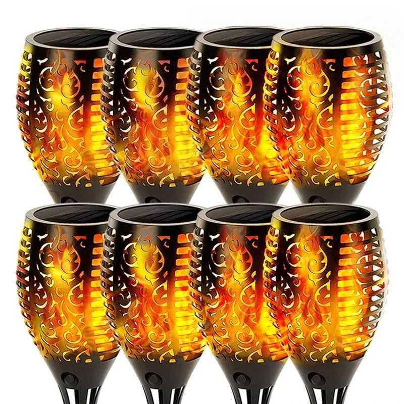 12/33/96LEDs Solar Flame Torch Light Flickering Light Waterproof Garden Decoration Outdoor Lawn Path Yard Patio Floor Lamp XJ250606