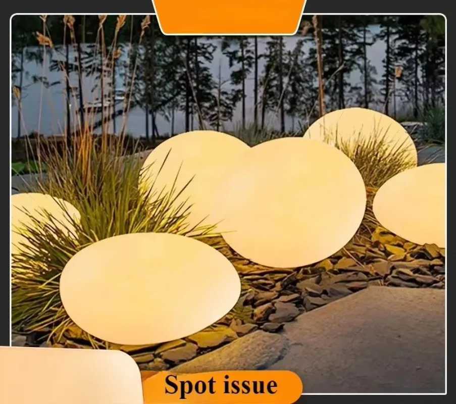 Solar Pebble Lights Outdoor Waterproof IP65 Decorative Garden Stone Lights for Pathway/Lawn/Yard 8H Auto Lighting Solar Light W250607