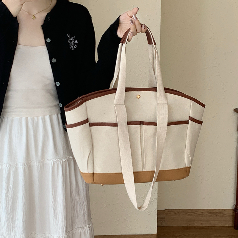 designer Korean INS Mommy Bag Large Capacity Casual Versatile Single Shoulder Mother and Baby Bag Underarm Handheld Lightweight Canvas Mommy Bag