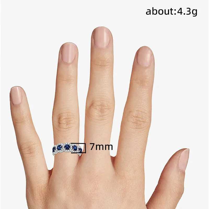 925 Sterling Silver Elegant Female Rings Blue/White CZ Stone Finger Ring for Women Sparkling Band Fashion Jewelry Gift XJ250606
