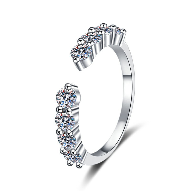 Luxury Single Row Moissanite Eternity Rings Crafted from High-Quality Sterling Silver Alloy | Ideal Gift Item