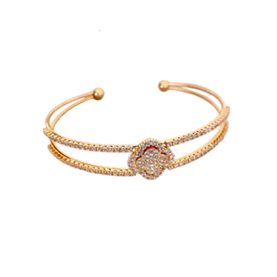 designer bracelet Zircon Lucky Clover Double Layer Open Light High-end Fashion Temperament Bracelet Palace Style Jewelry for Women with gift box