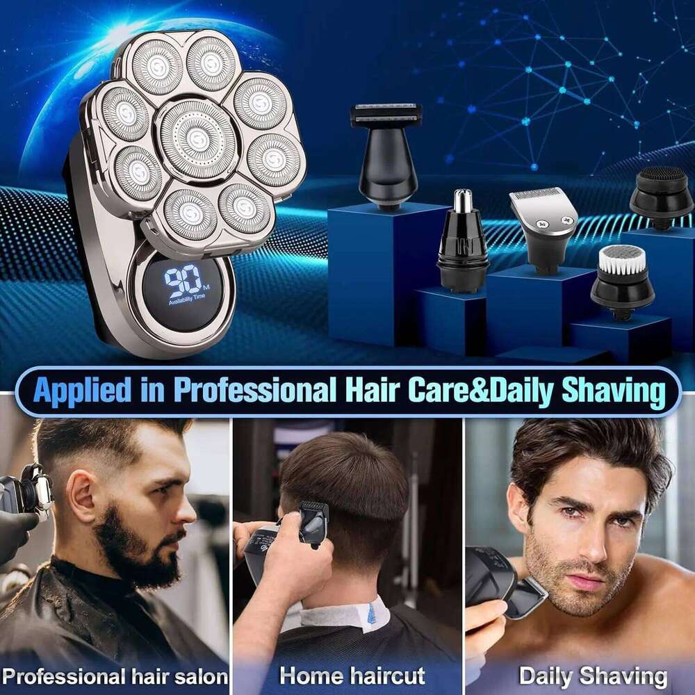 9 For Men 9D Upgraded 6-In-1 Shaver Waterproof Bald Head Shavers Wet/Dry Use Rechargeable Razor