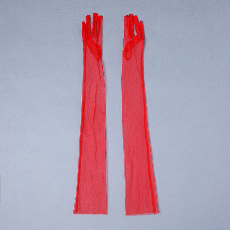 70cm Women Long Ultra Thin Gloves Tulle Elbow Wedding Party Bride Dress Mittens Sheer Transparent Vintage Black White Mesh Glove 250603
