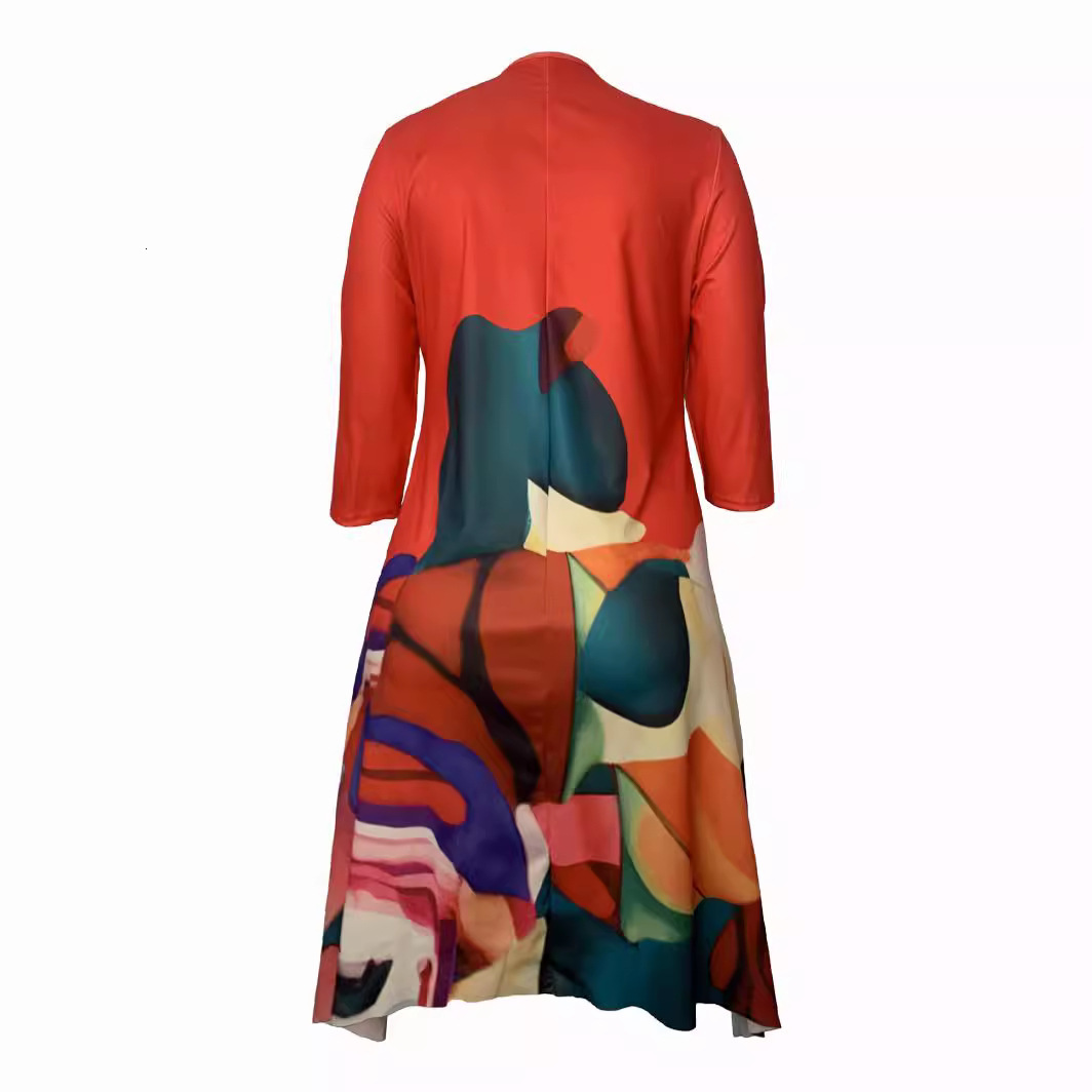 Large Irregular Printed Confident Casual Black Straight Dress
