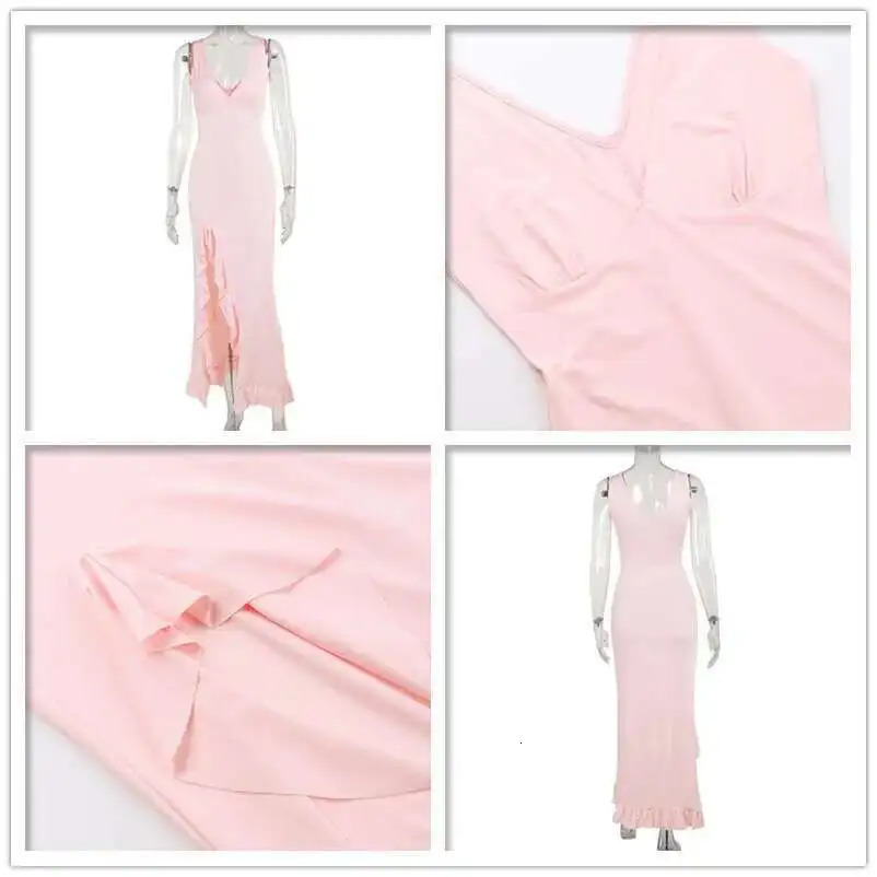 Avrilyaan Ruffle High Split Sexy Dress Women Robes Elegant Evening Summer Dress Backless Party Long Midi Dress Vestidos 250605