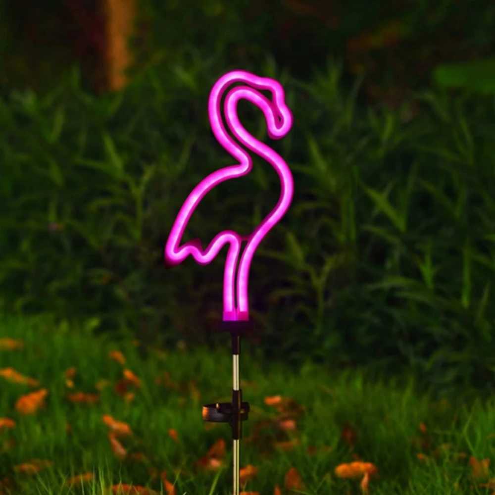 Solar Garden Landscape Light Flamingo Cactus Neon Sign Garden Decor Lawn Lamp Outdoor LED Night Light 1/2/4 Pack W250607