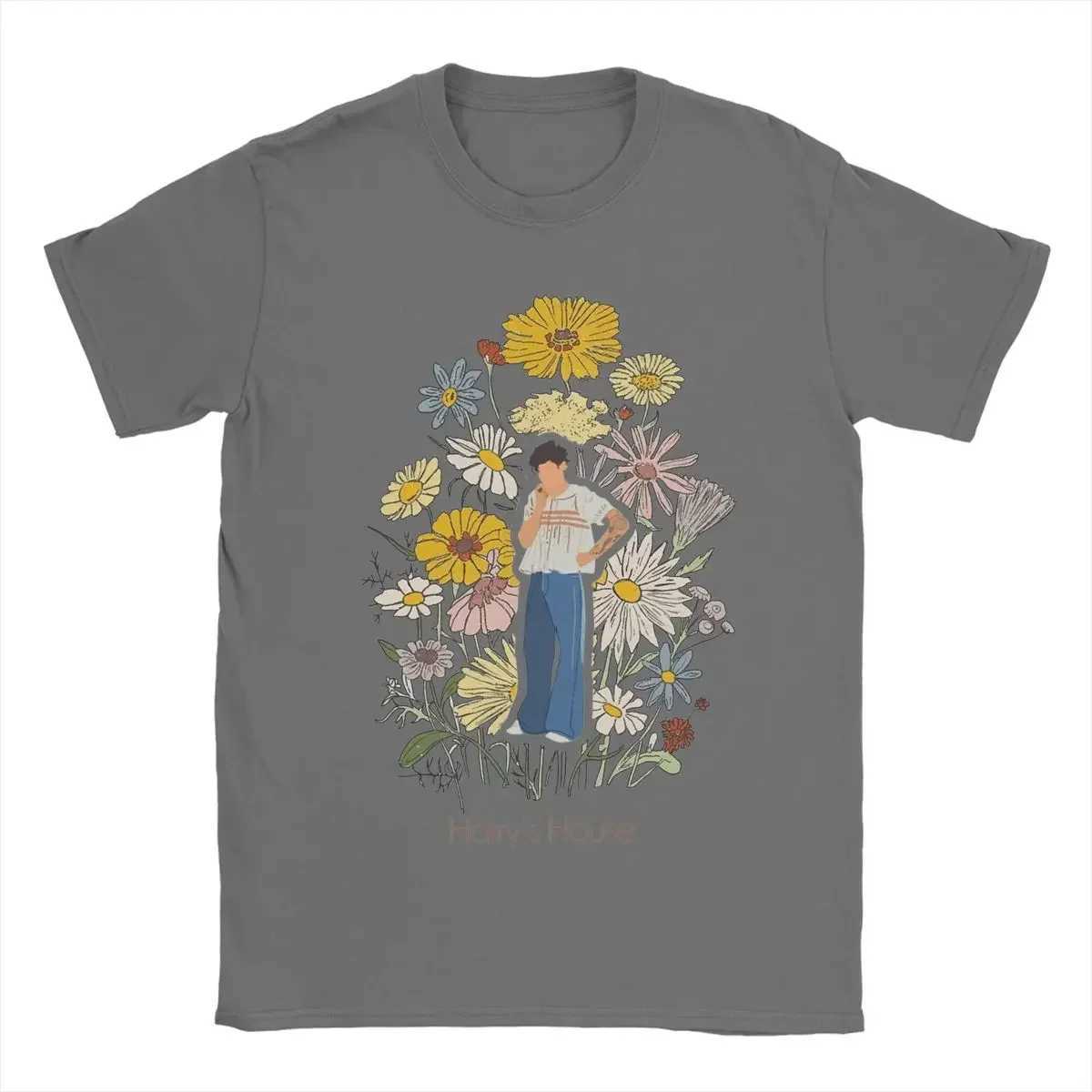 Short Sleeve Clothes Summer Men Pure Cotton Vintage T-Shirt O Neck Tee Shirt Harrys Style Fruit Man With Flowers T Shirt 2024 W250607