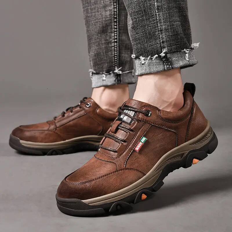 Ddmyoutdoor Men S Casual Leather Winter Warm Thick Sole Comfortable Hiking Shoes Safe Wearable Outdoor Sneakers Erkek Spor Ayakkab Outdoor Shoes