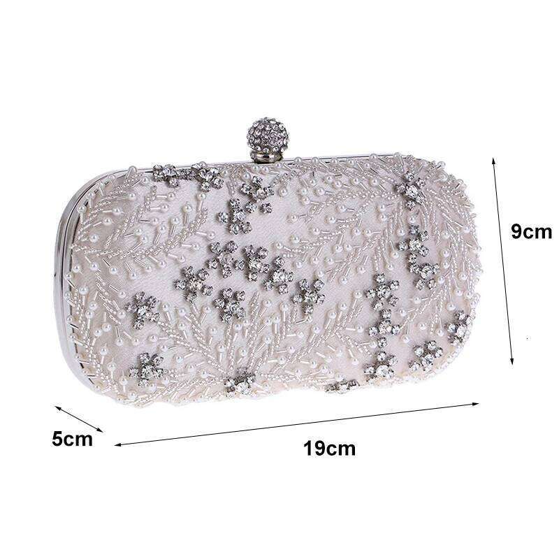 Women's Crystal Pearl Clutch Purse Handbag Embroidery Evening Wedding for Bridal Shoulder Bag ZD1529