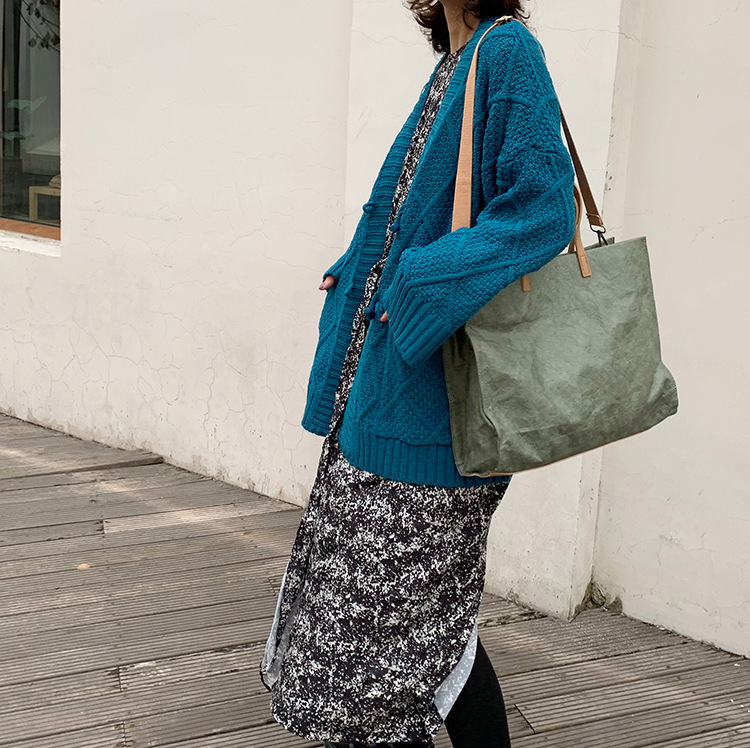 designer 2025 Korean New Style Unisex Simple Crossbody Bag Ins Large Capacity Retro Kraft Paper Bag Handbag Shoulder Bag