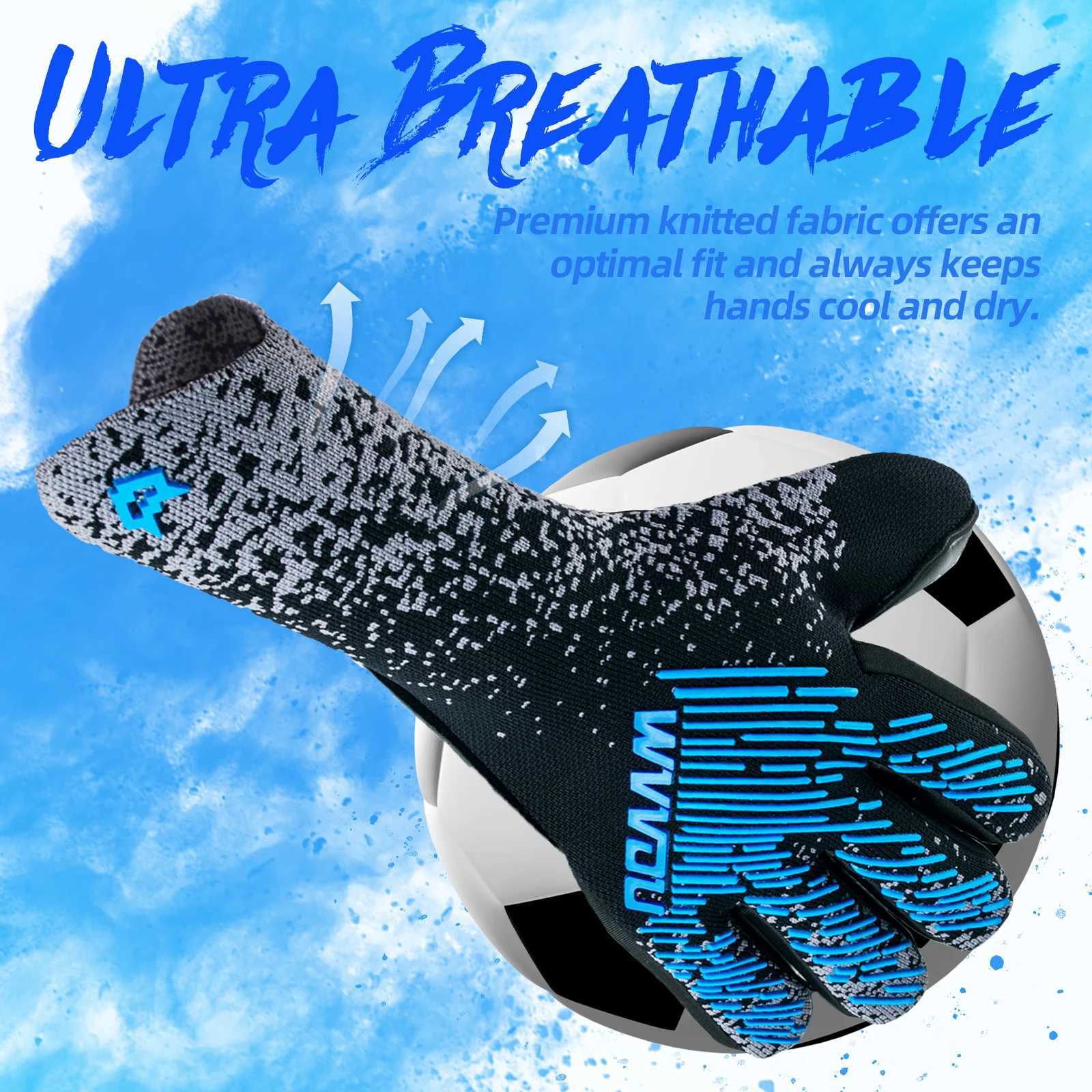 WVVOU Soccer Goalie Gloves Youth Adults High Performance Goalkeeper Gloves Breathable Soccer Gloves 4+3mm Super Grip XJ250606