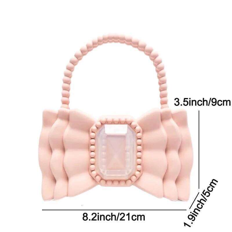 Brands Bow Jelly Women Handbag Cute Beading Handle Clutch Sweet PVC Hand and Purse Big Dias Evening Party Bags Lady INS
