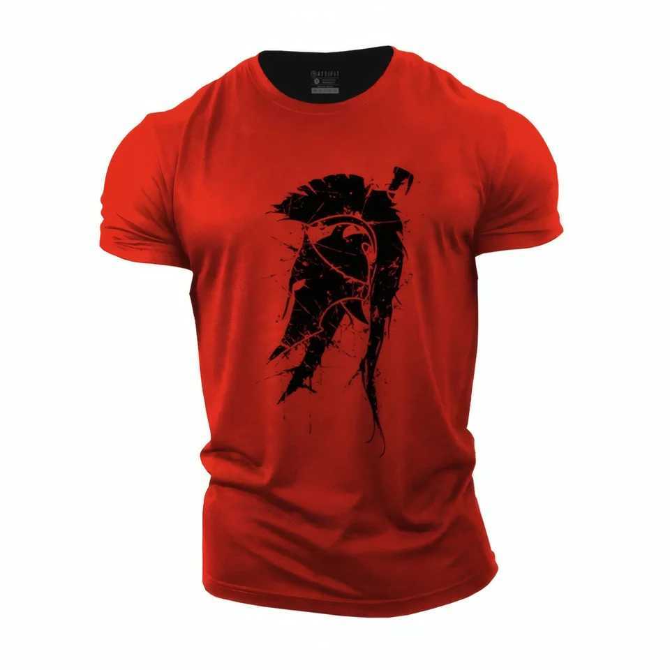 Mens Short-Sleeved T-Shirt Spartan 3D Patterned Shirt Round-Neck Top Large-Sized Garment 2025 Mens Casual Top W250607