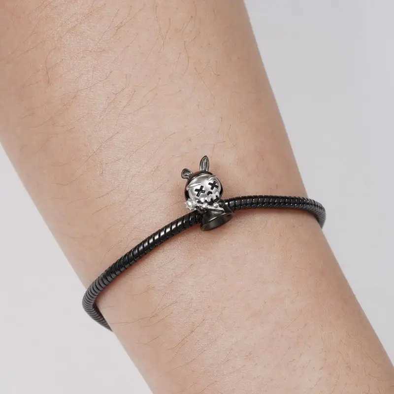 Hot Sale 925 Silver Charms Beads Black Animal Dog Fit Original Bracelet Making For Women Jewelry Fashion PendantXJ250607