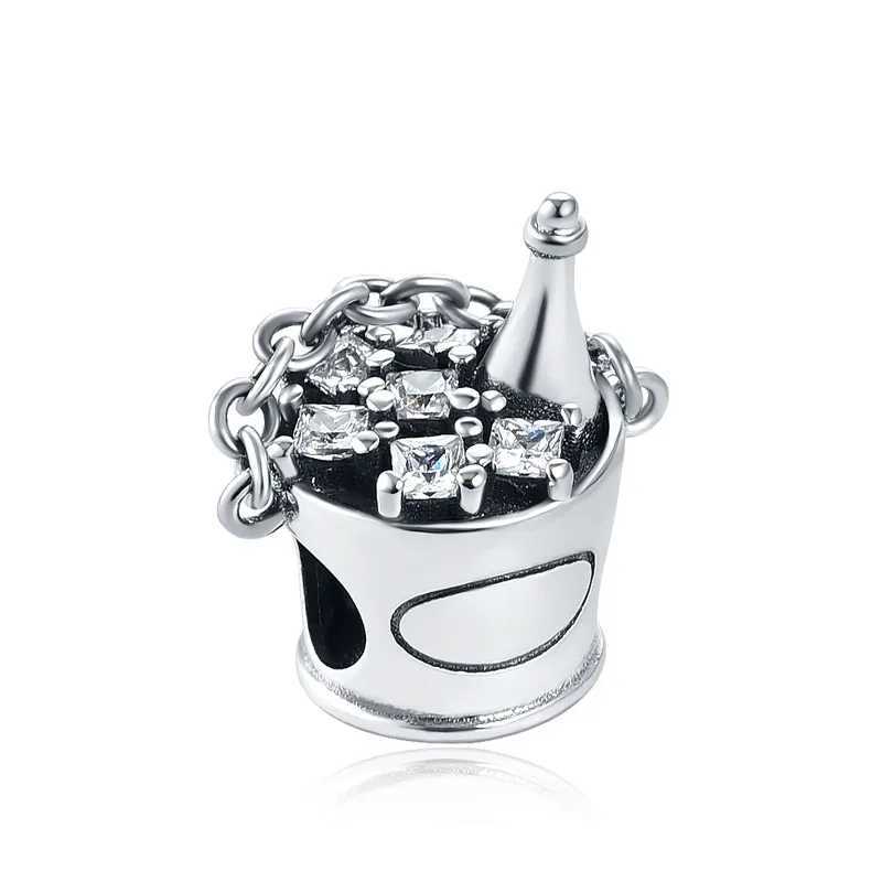 New 925 Sterling Silver Coffee Cup Birthday Cake Bottle Pendant Bead Fit Original European Charms Bracelet Jewelry Accessories XJ250607