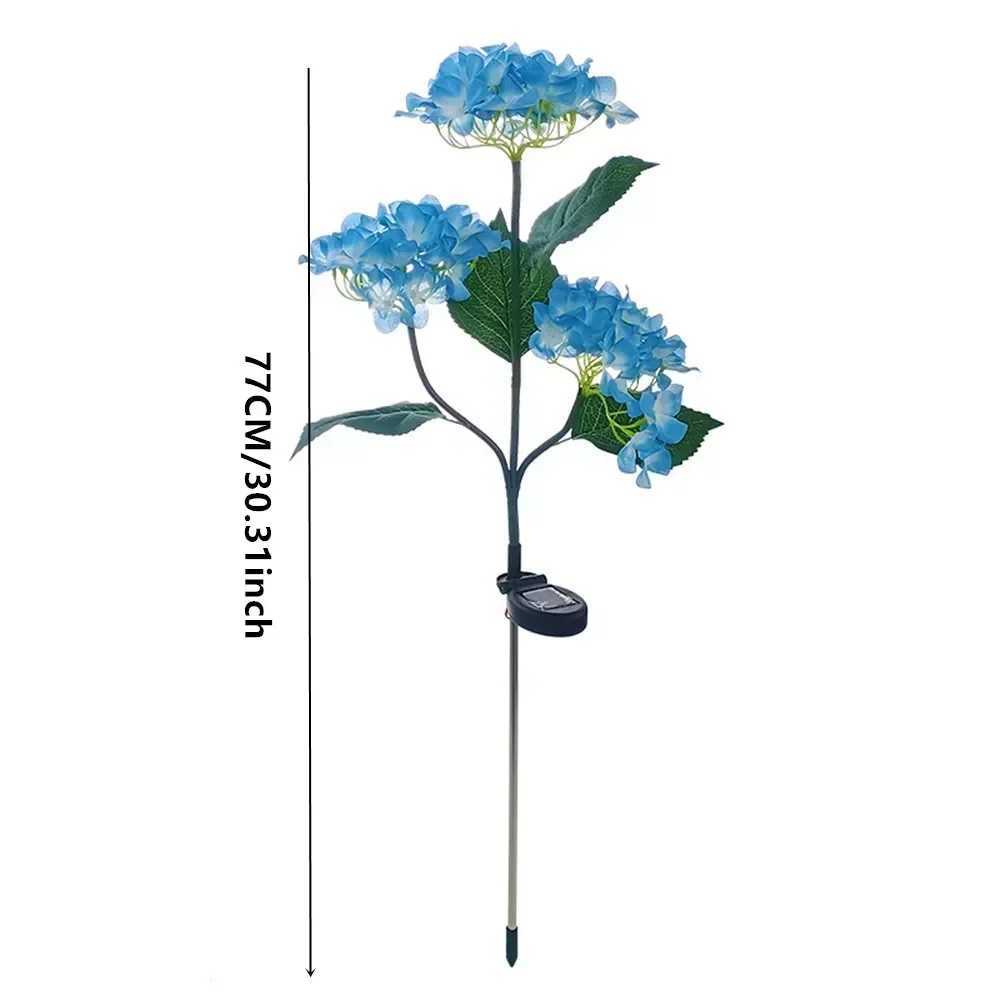 Solar LED Hydrangea Flower Lights Outdoor Garden Pathway Lawn Stake Lights Spring Wedding Birthday Decorative Landscape LightingXJ250606
