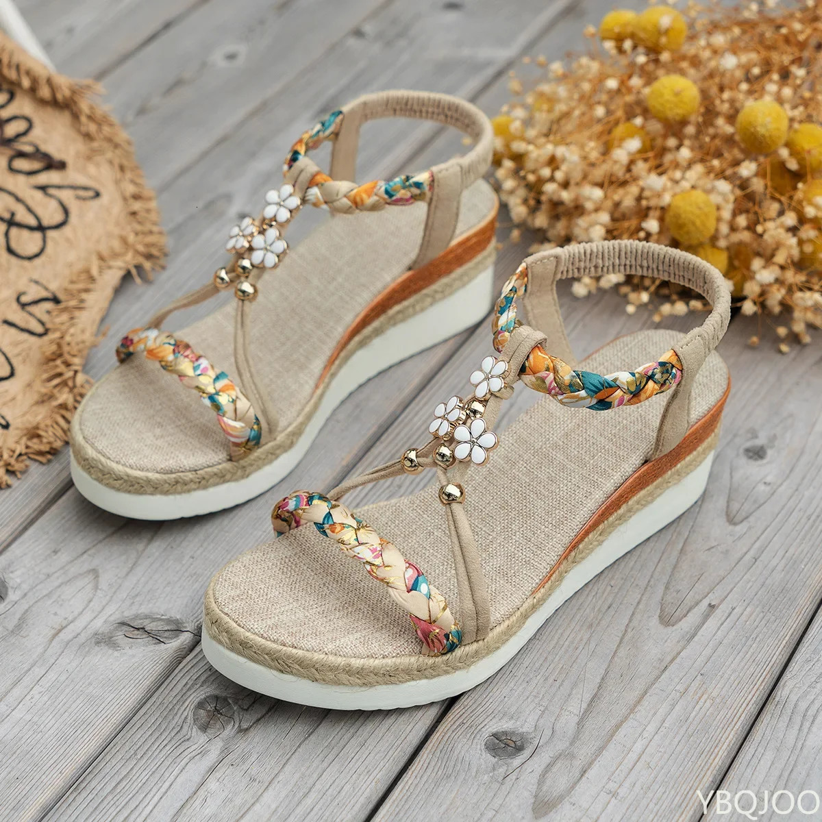 Beach Vacation Womens Sandals 2025 Summer Fashion Sandals Classic Wedge Thick Bottom Comfortable Open Toe Hollow High Heels 250605