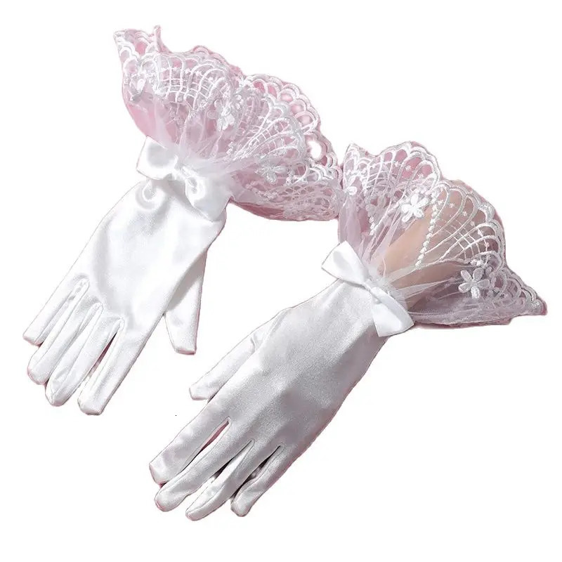 Bridal Wedding Gloves Dignified And Elegant Ladies White Holiness Wrist Length Printed Bride Gloves 250603