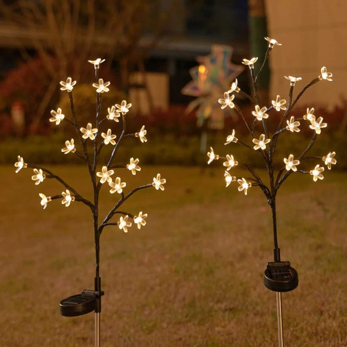 Solar Cherry Blossom Lights Garden Lights 20LED Outdoor Lawn Lights Patio Decoration Garden Aisle Ambient Landscape Light 1001 W250607