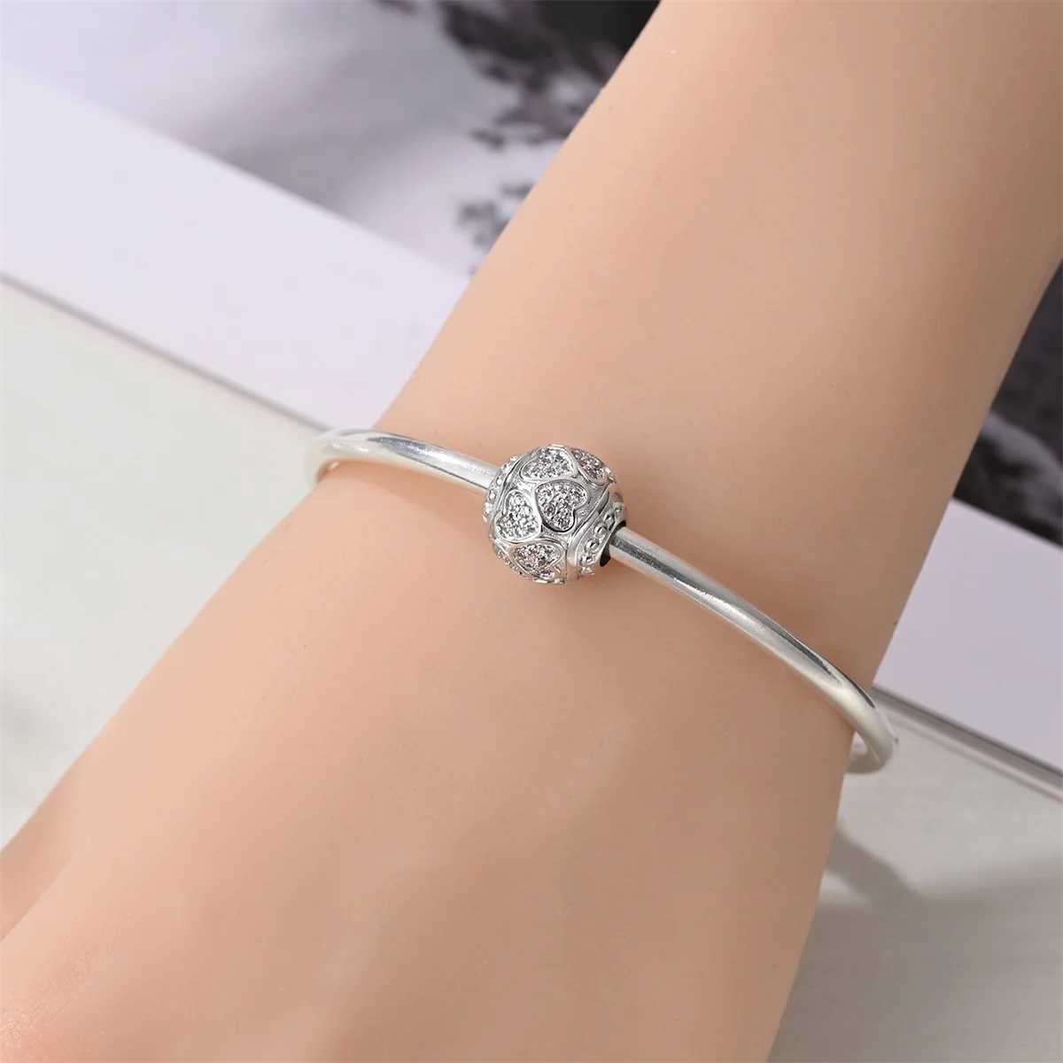 Classic 925 Sterling Silver Diamond Beads Lucky Chip Charm Fit Mother Bracelet Necklace DIY Jewelry Accessories XJ250607