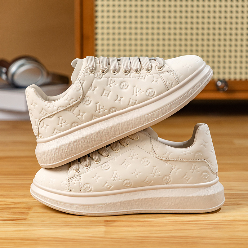 Print fashion couples small white shoes men's fashion shoes thick soles increase high and low upper plate shoes students light sports shoes