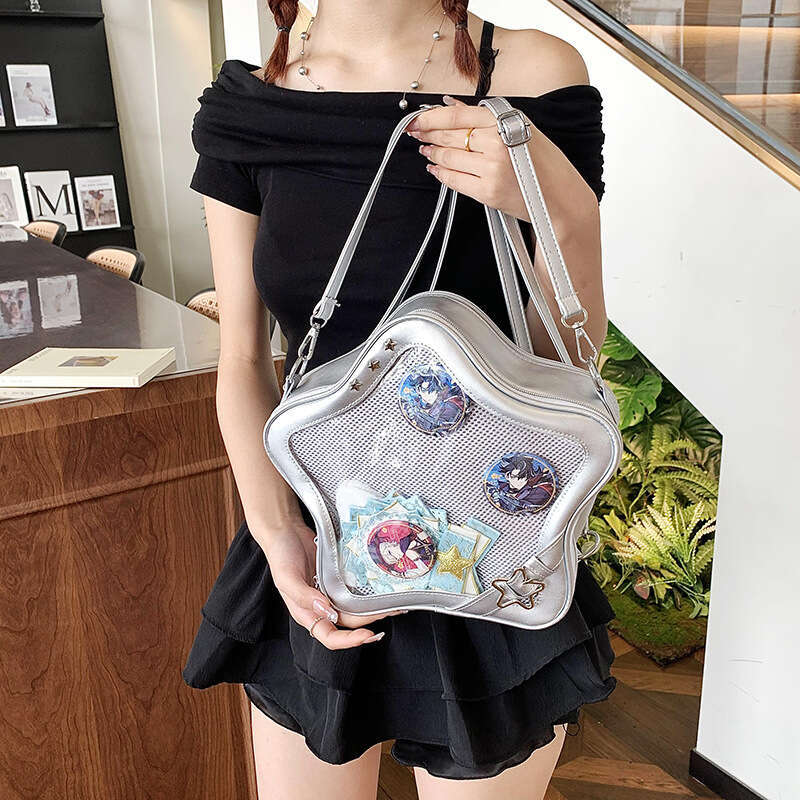 2D Pentagram Small Backpack 2025 New Cute Girl Pain Stylish Versatile Transparent Crossbody Bag