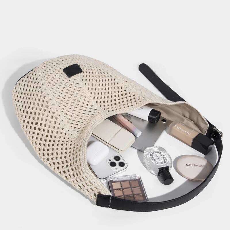 Beach Tote Bags For Women Designer Handbags Purses 2025 New In Polyester Braided Hollow Large Capacity Underarm Shoulder