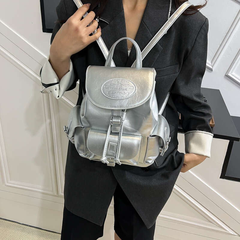 Korean Simple Fashion Double Shoulder Bucket Bag for Women 2025 Summer New Personality Versatile College Style Commuter Backpack