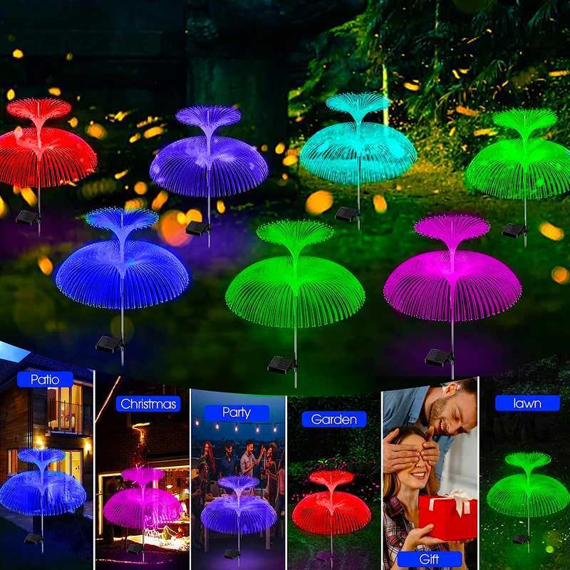 Solar Double Jellyfish Pathway Lights LED Garden Decor Stake Light Waterproof Outdoor Yard Lawn Patio Solar Lawn Lamp XJ250606