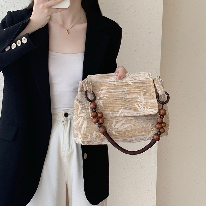 designer Beaded Handbag New Chinese Style Women's Bag 2025 New Trend Original Niche Velvet Underarm Bag Versatile Shoulder Bag