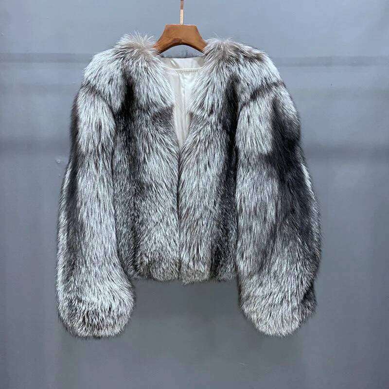 Women's Whole Red Fox Fur Coat European American Style Elegant Tailored Fit Outerwear in Rich Colors Jacket Natural