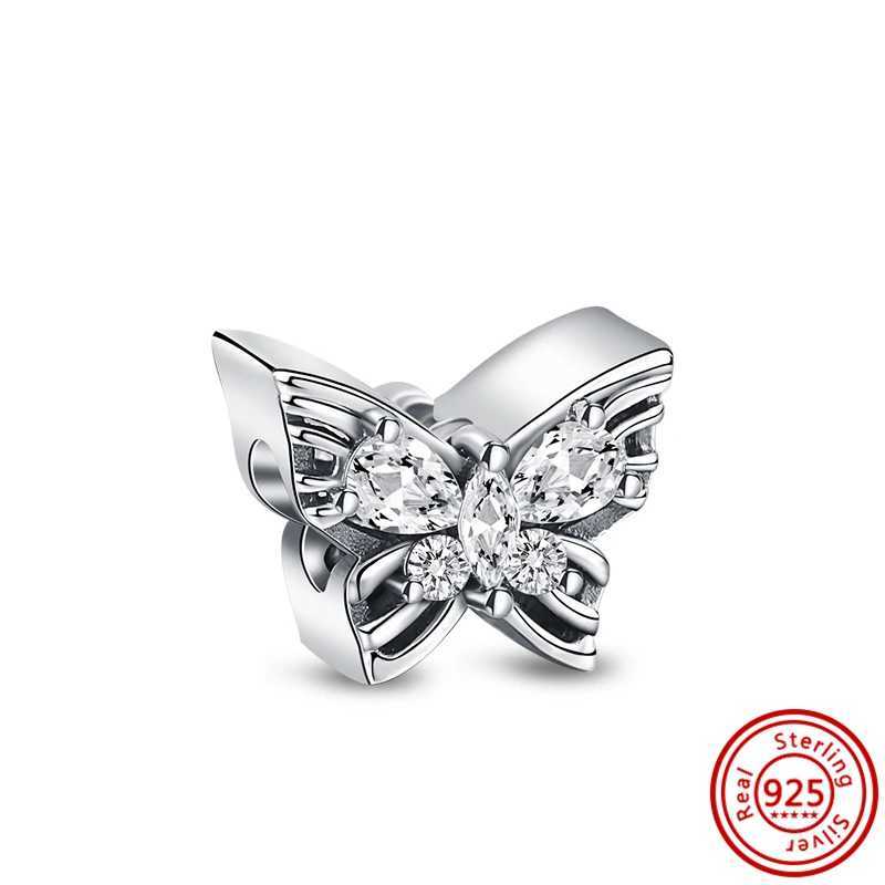 100% 925 Silver Fit Original Pendant Charms Bracelet Jewelry Clear Crown Flower Teardrop Heels Pave Shiny Silver Color BeadsXJ250607