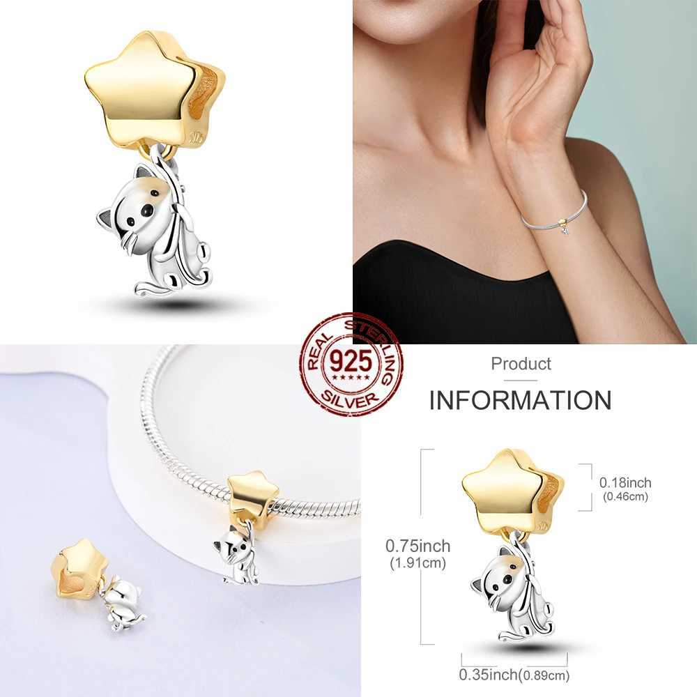 925 Silver Charms Golden Sunflower Lucky Stars Pendant Beads Fit Original Bracelet Necklace Sun Moon Diamond Women Jewelry DIY XJ250607