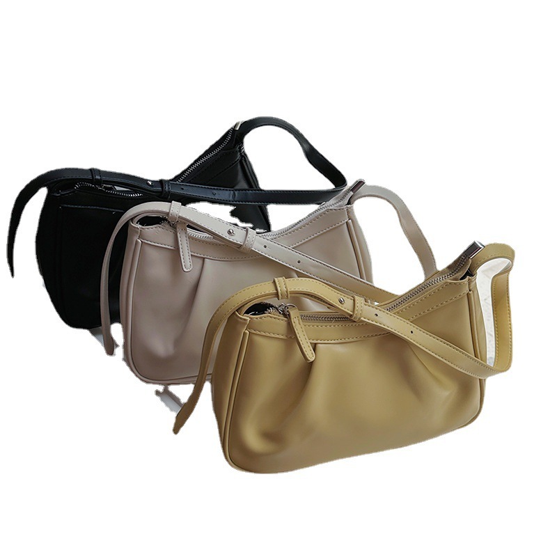 designer Korean Style High-End Single Shoulder Crossbody Bag for Women 2025 New Ins Pleated Cloud Dumpling Baguette Underarm Bag