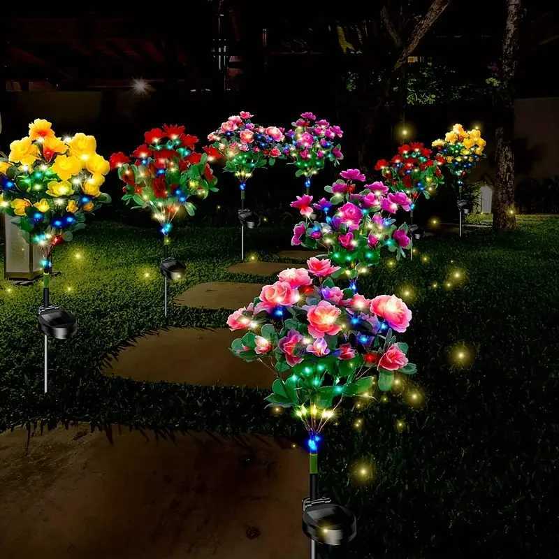 Solar Powered LED Garden Lights with Rhododendron Flower Solar Lights for Solar Garden Path Decoration Lawn Light Stake Light XJ250606