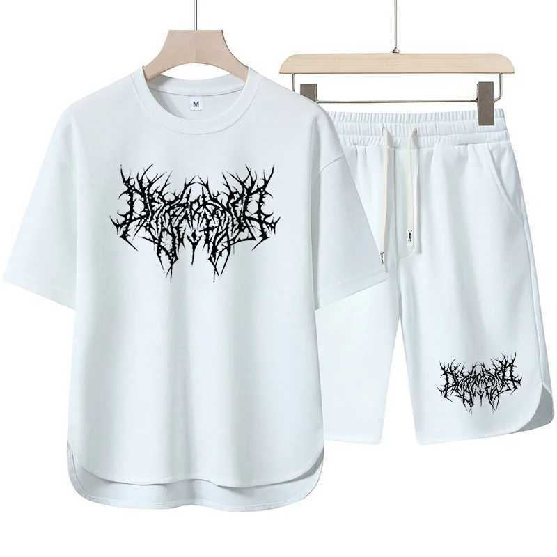 2025 Mens Two-piece Quick Drying Round Neck T-shirt and Drawstring Shorts Casual Comfortable Fashionable New Sportswear W250609