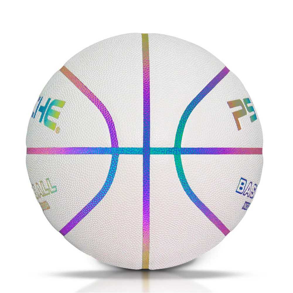 PSYCHE Laser Basketball Indoor Outdoor Reflective Glowing Leather Basketball Luminous Glowing Leather BasketballXJ250606