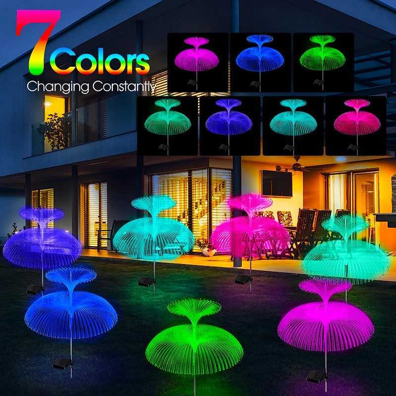 Solar Double Jellyfish Pathway Lights LED Garden Decor Stake Light Waterproof Outdoor Yard Lawn Patio Solar Lawn Lamp XJ250606