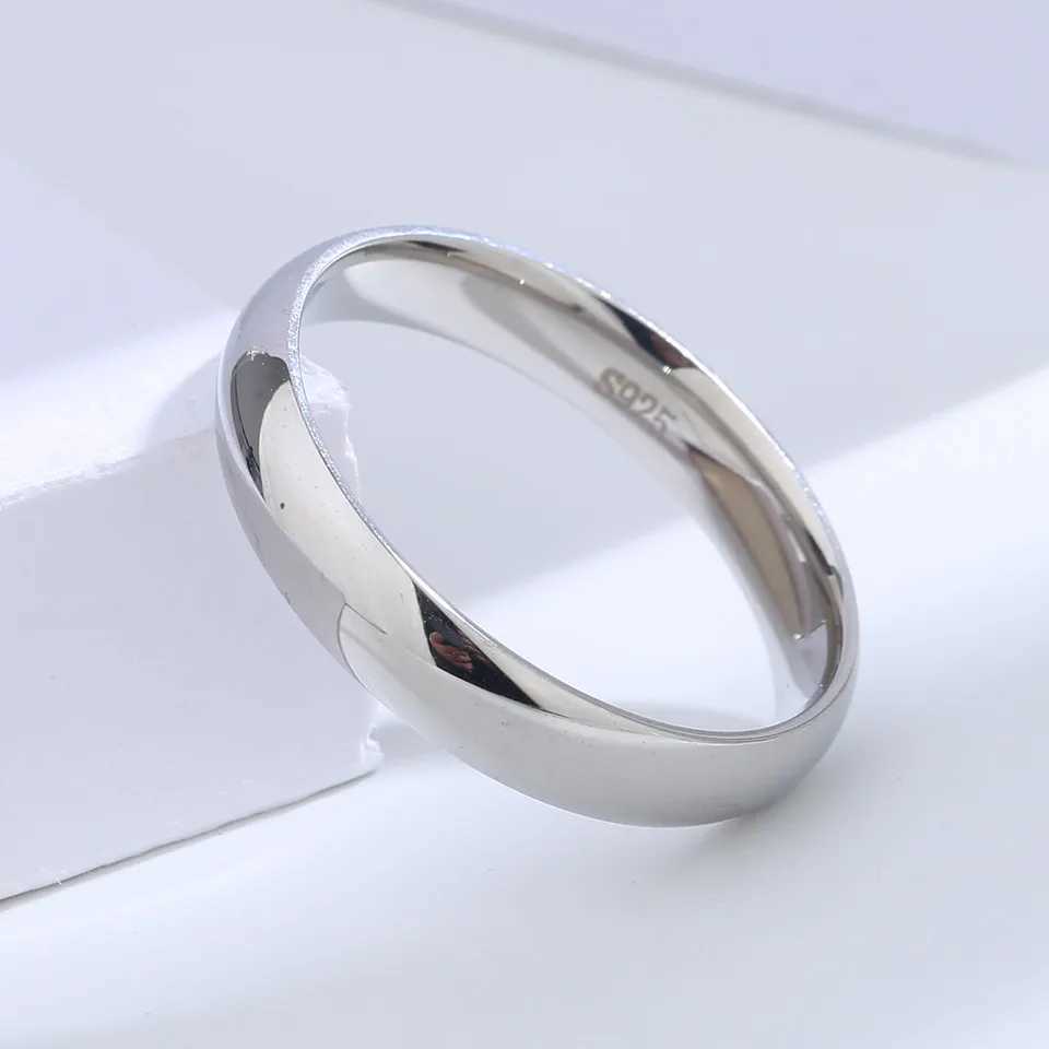 Buyee 925 Sterling Silver Engraving Name Ring Light Polishing Simple Ring for Women Men Classic Wedding Fine Jewelry Circle XJ250606