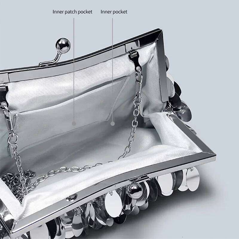 Sier Sequin for Women Evening Prom Shiny Small Purse Fashion Handbag Banquet Shoulder Bag tail Party Clutch