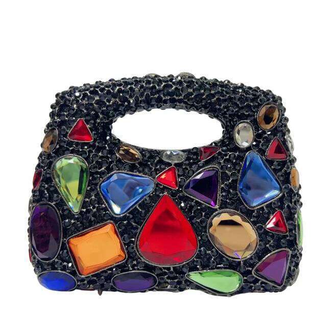 Women Sier Blue Crystals Clutch Purse Stones Minaudiere Rhinestones Evening Bags Bridal Dia Handbags Wedding Dinner Purses