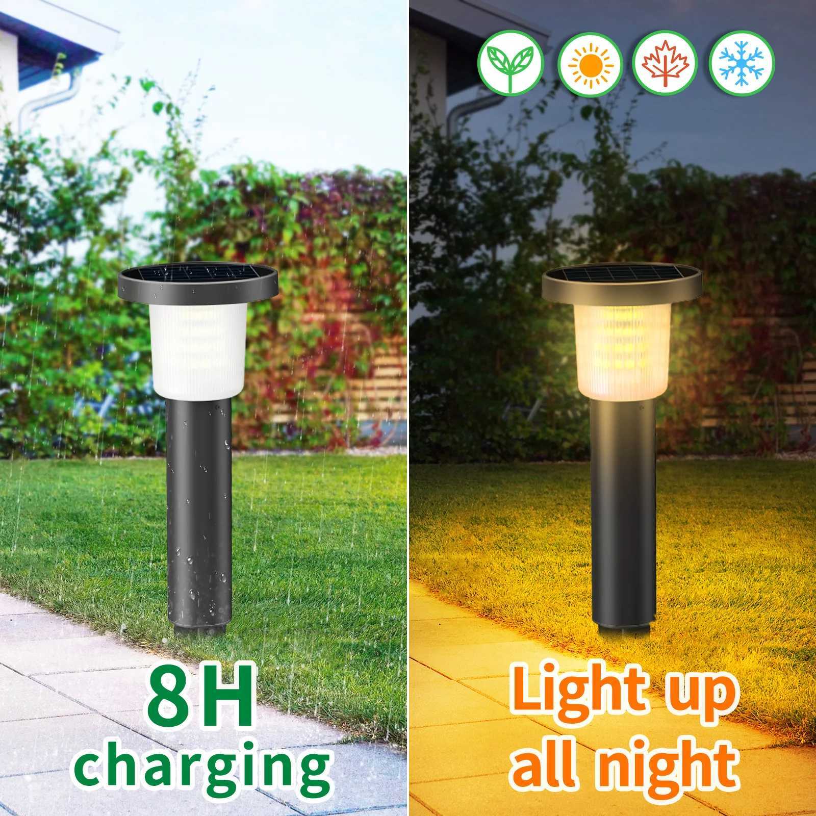 Intelamp 2 Pack Solar Pathway Lights Outdoor Stainless Steel Lawn LampFor Walkway Villa Garden Courtyard District Residential W250607