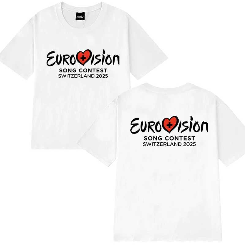 New in Eurovision 2025 T-shirt Eurovision Song printed T shirt Men Women Fashion Y2k short slve T-shirts Unisex Cotton Tops X250607